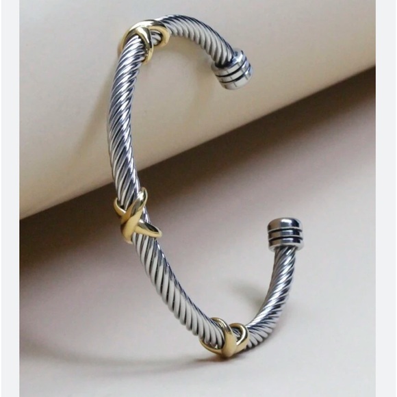 Classic Stainless steel 5mm cable wire cuff Bangle Bracelet simple - Picture 6 of 6